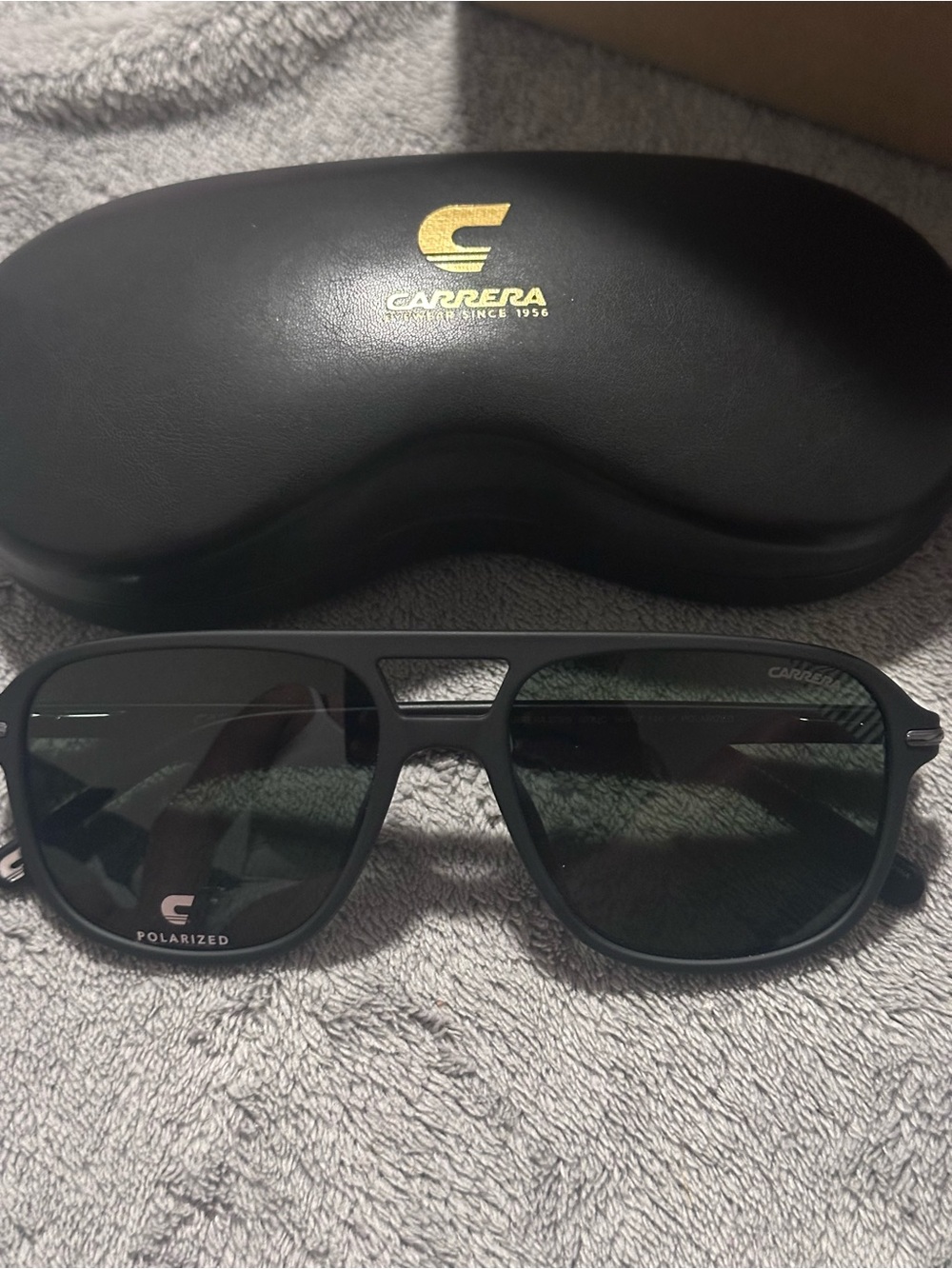 Carrera Matte Black Polarized Sunglasses with Black Lenses
